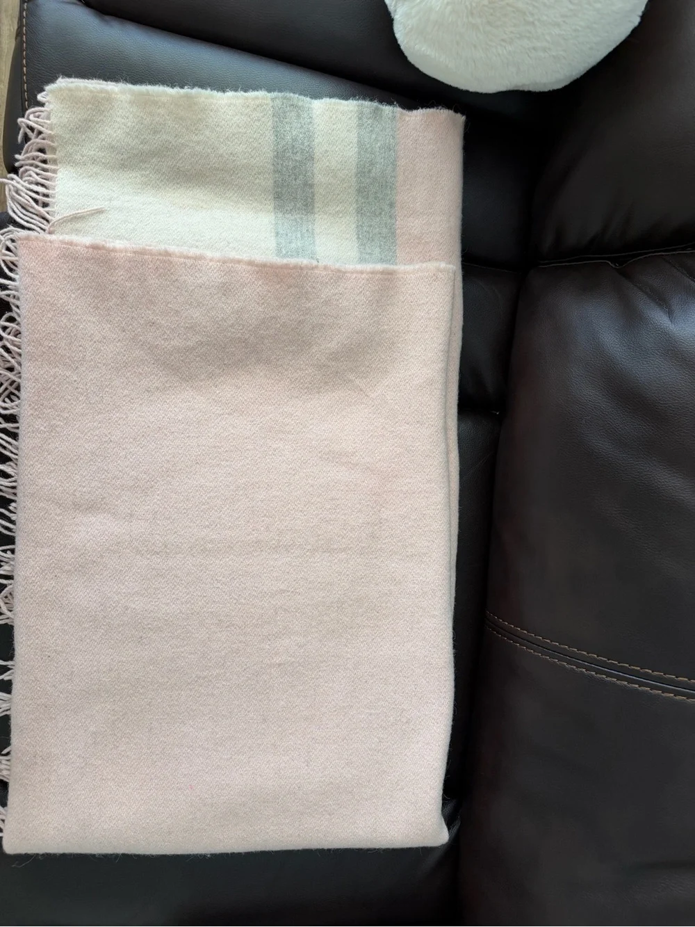 Alicia Adams Alpaca Canyon Throw Blanket Pink Powder Ivory Grey Striped Luxury